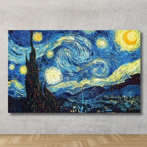 Starry Night Poster Art,Starry Night Canvas Print Art,Vincent Van Gogh Starry Night Canvas Wall Art,Famous Reproduction Print Art Decors/4