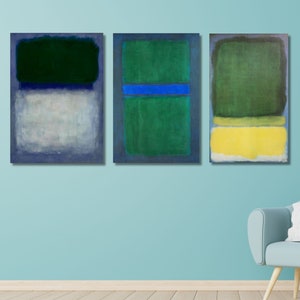 Mark Rothko Set Of 3 Canvas Print, Mark Rothko Wall Arts, Mark Rothko Print, Abstract Art Print, Rothko Reproduction Poster, Minimalist Art
