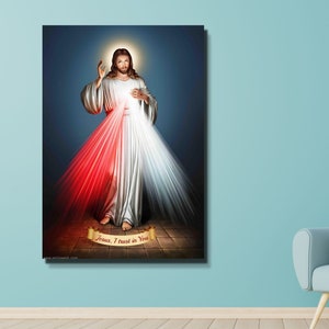 Jesus Divine Mercy I Trust In You, Poster Prints Canvas Wall Art, Home Hanging Picture Decor, Jesus Painting, Jesus Print, Jesus Art Poster