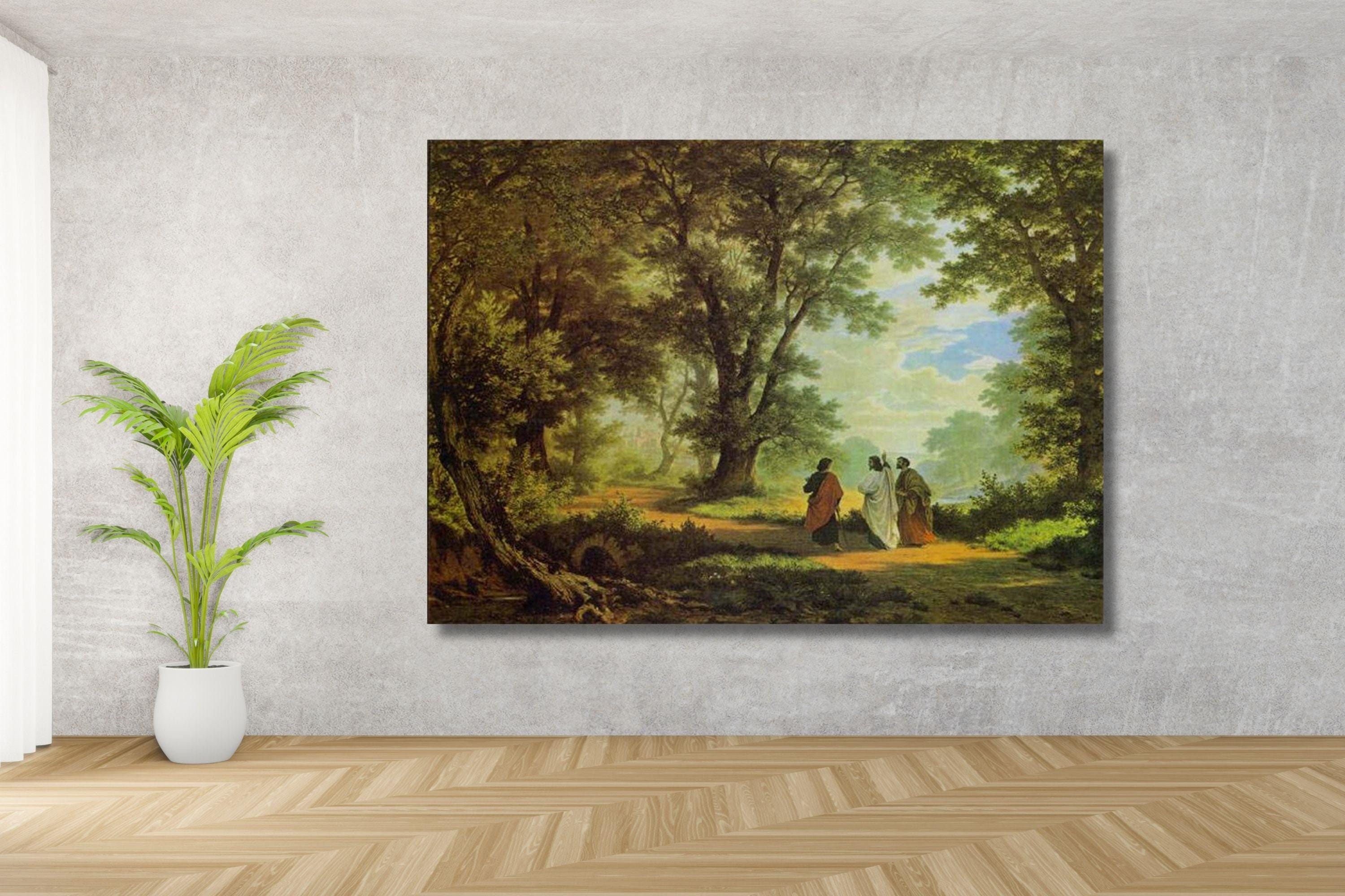【47枚の数量限定品】ランドローバー/手刷り・リノプリント絵画 ロバート・ツンド：エマオへの道 ヴィンテージ キャンバス アート