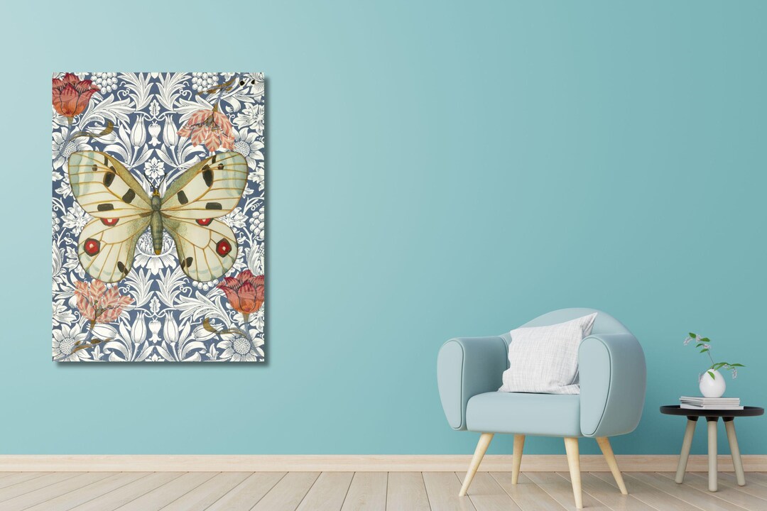 William Morris Butterfly Canvas Print: Vintage Textile Art Poster - Etsy