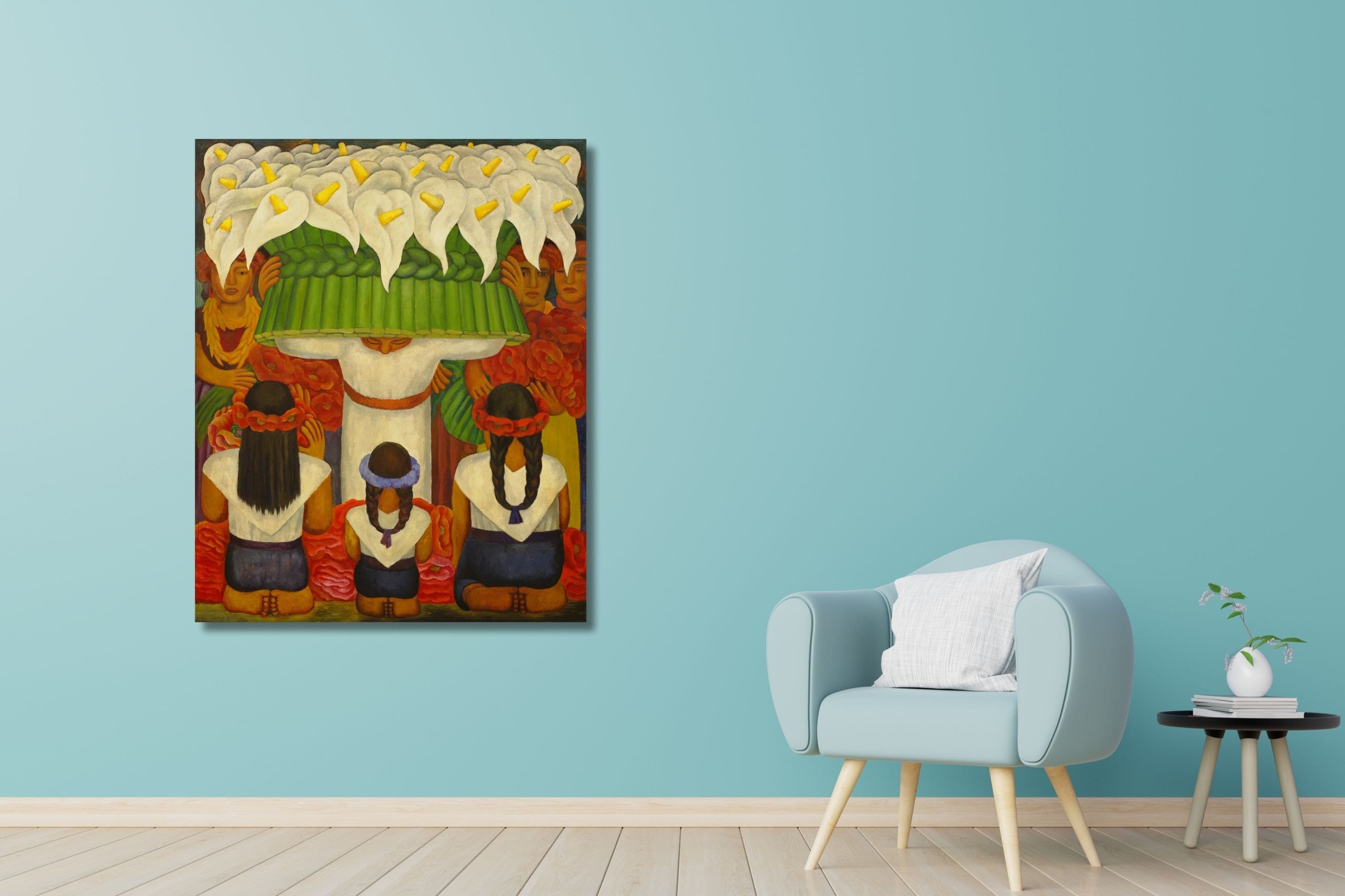 Diego Rivera Flower Festival, Feast of Santa Anita Art Print,Diego Rivera Canvas Wall Art,Rivera Artwork,Canvas Poster Panel,Wall Decor/1
