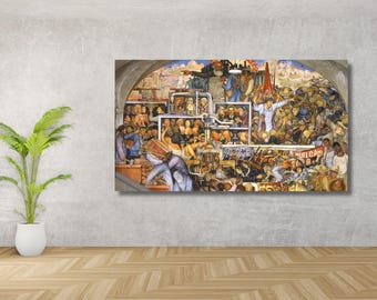 ディエゴ・リベラ「メキシコの歴史」キャンバスプリント：ストリート