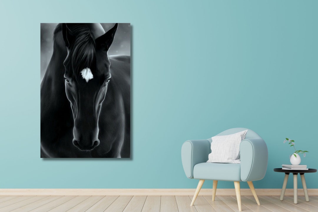 Black Horse Poster,black Horse Canvas Print Art,black Horse Print on