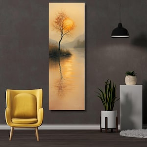 Long Tree Canvas Print: Vertical Minimalist Wall Art