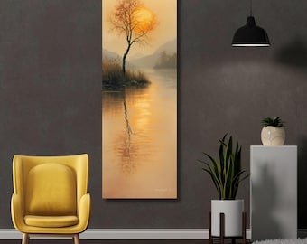 Long Tree Canvas Print: Vertical Minimalist Wall Art