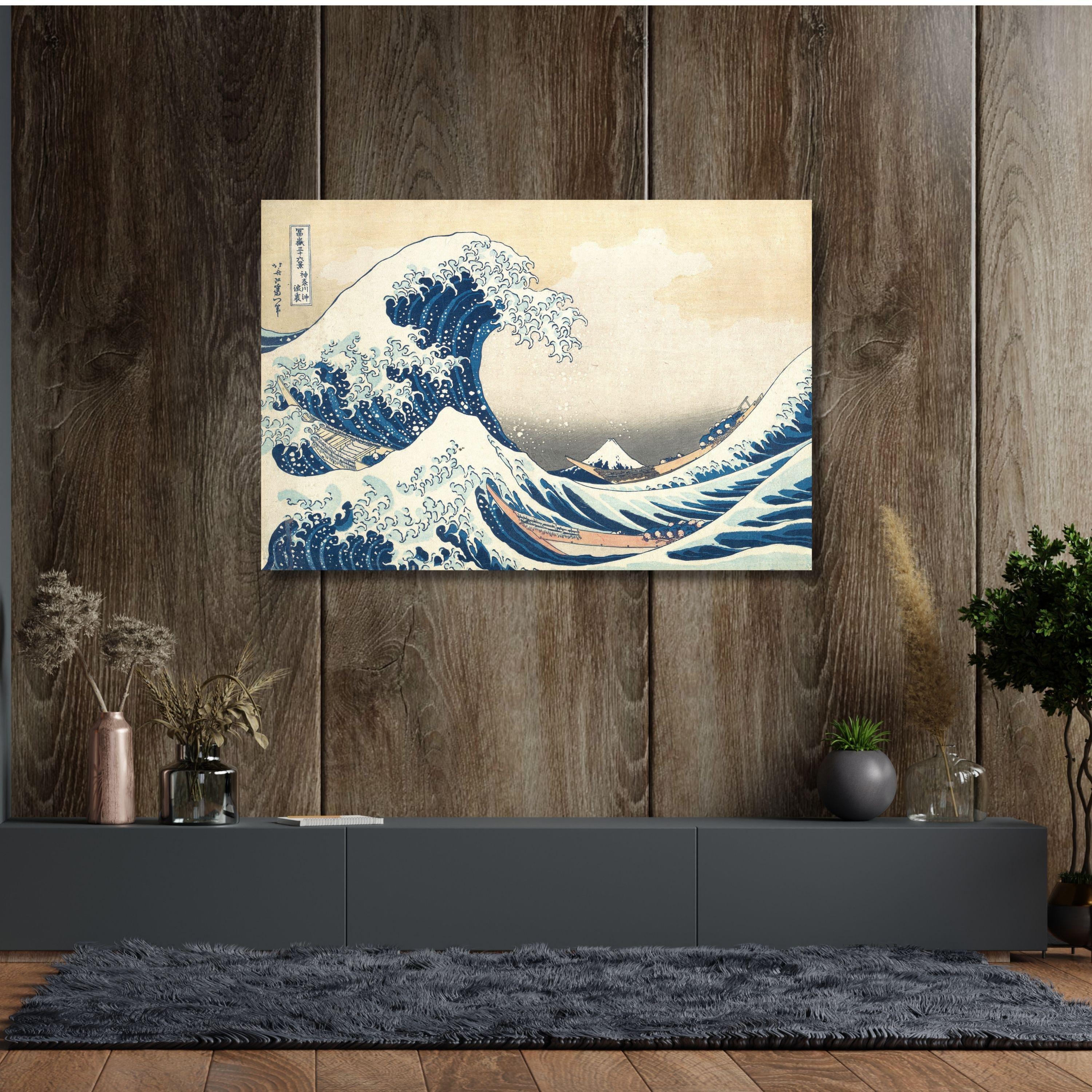 神奈川沖浪裏 北斎 キャンバスウォールアート、日本の浮世絵版画、有名