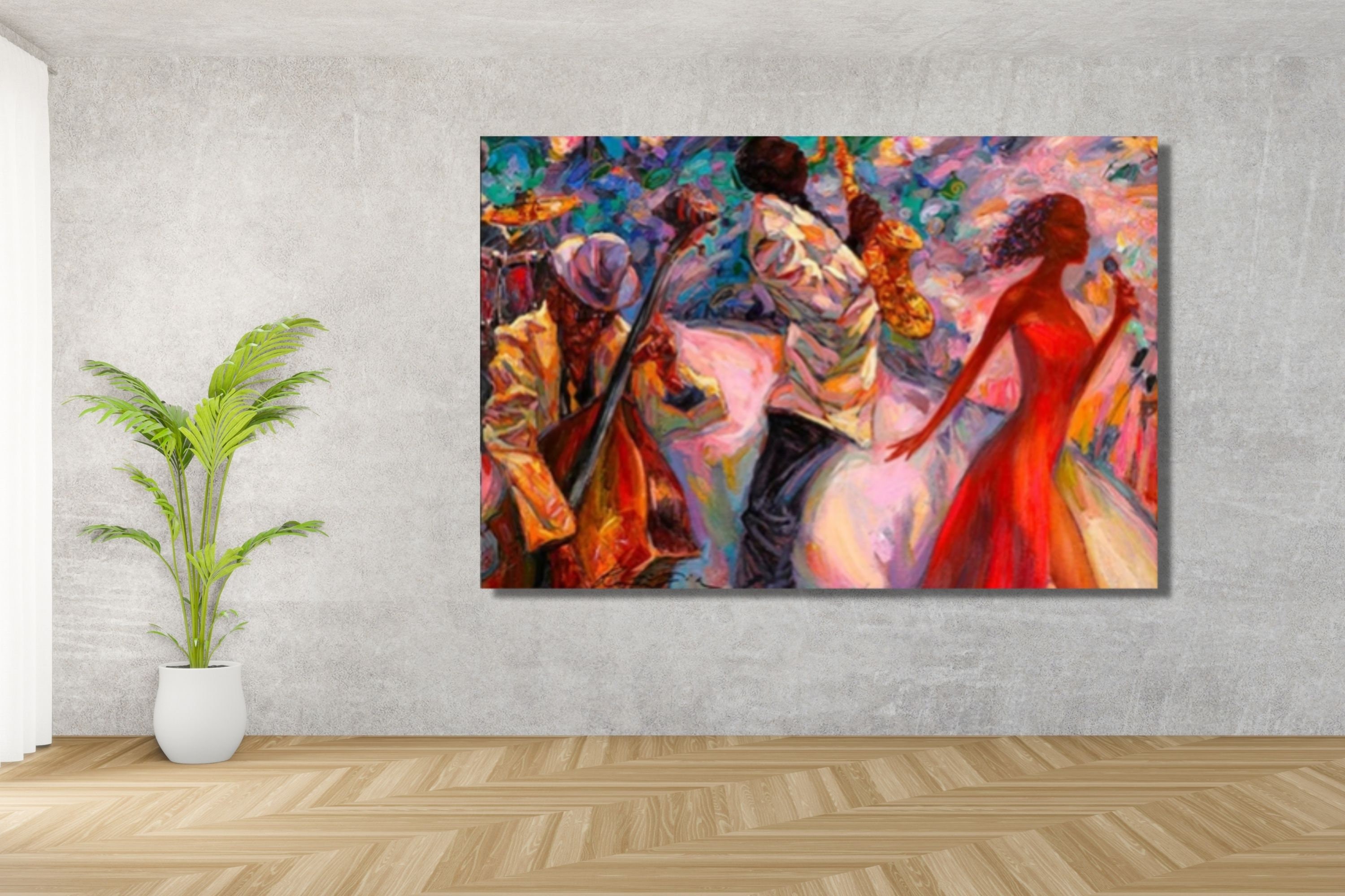 African Jazz Canvas Art: Pianist, Saxophone, Musician Wall Decor