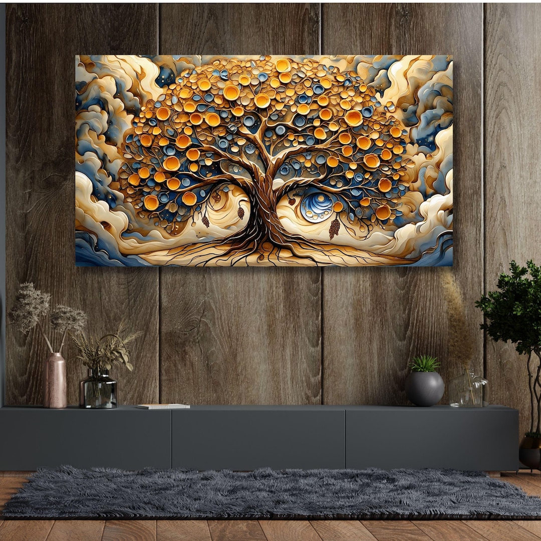 Gustav Klimt Tree of Life Canvas Art, Golden Abstract Wall Art ...
