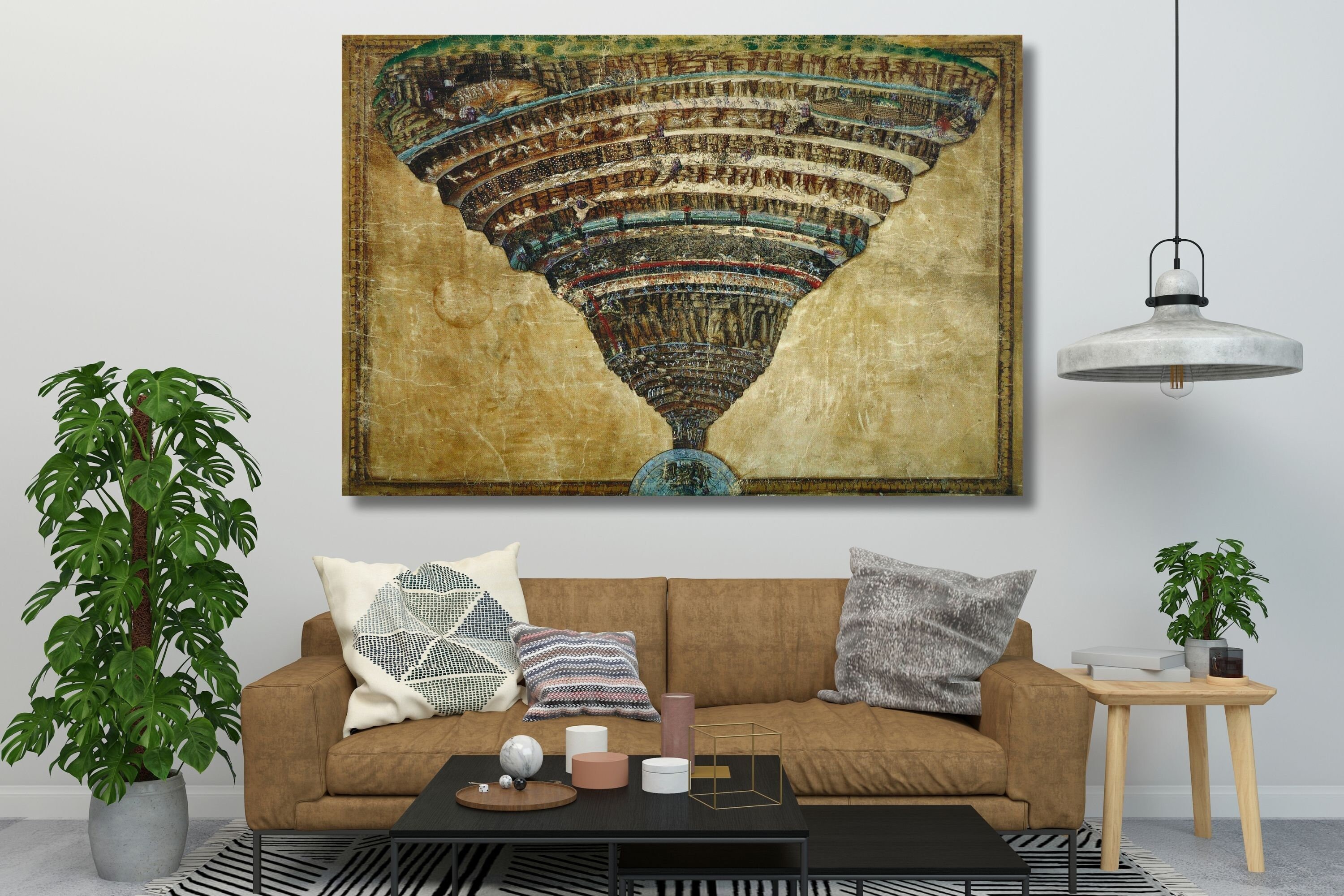 Poster Divina Commedia Sandro Botticelli La Mappa Dell'Inferno, Dante La  Divina Commedia (1485) Tela Artistica Da Parete, Belle Arti, Arte Vintage,  Decorazione Da Parete Alla Moda, Idea Regalo - Italia L'inferno Di, image size:3000x2000