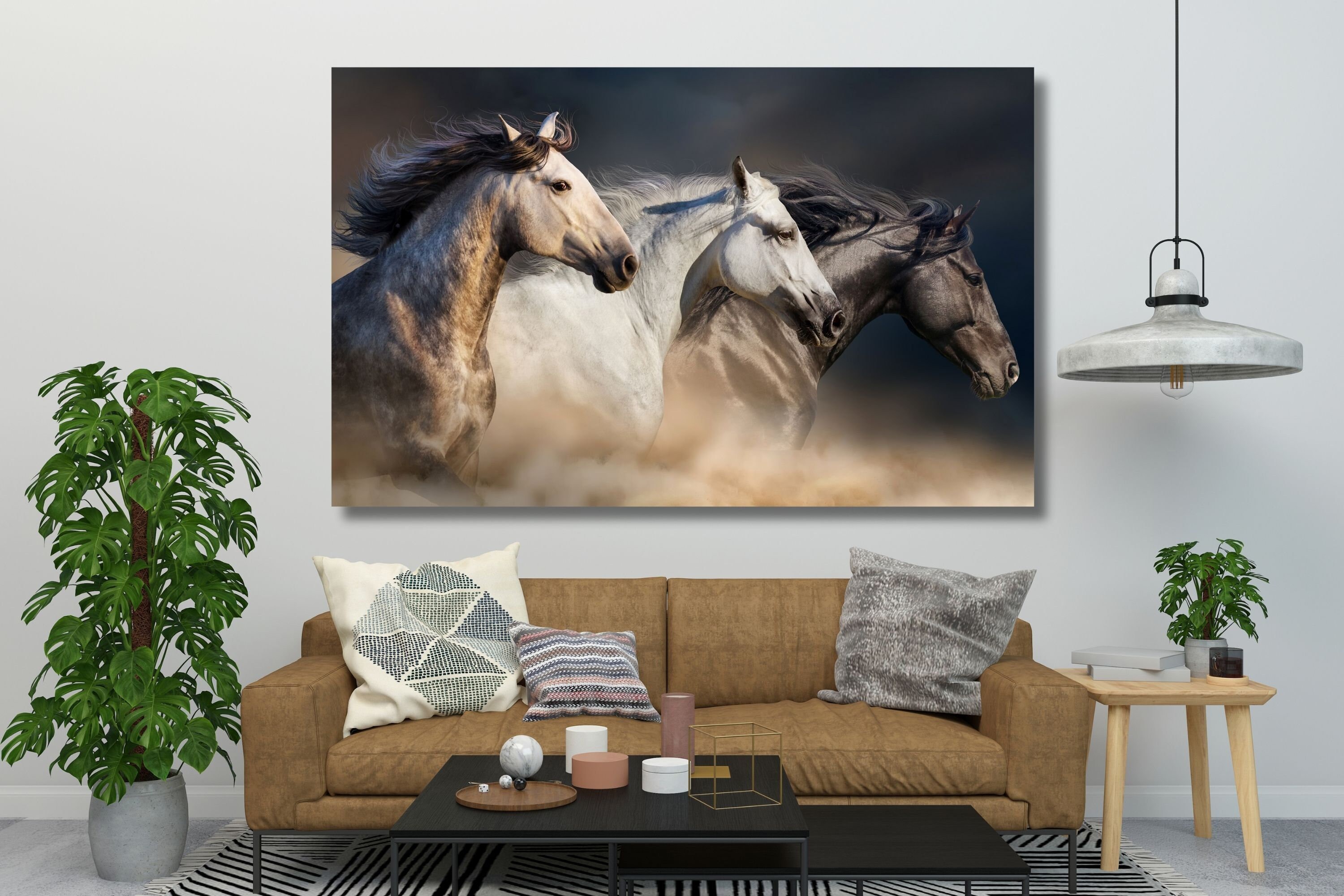 Running Horses Canvas Poster,wild Three Horses Extra Large Canvas,large