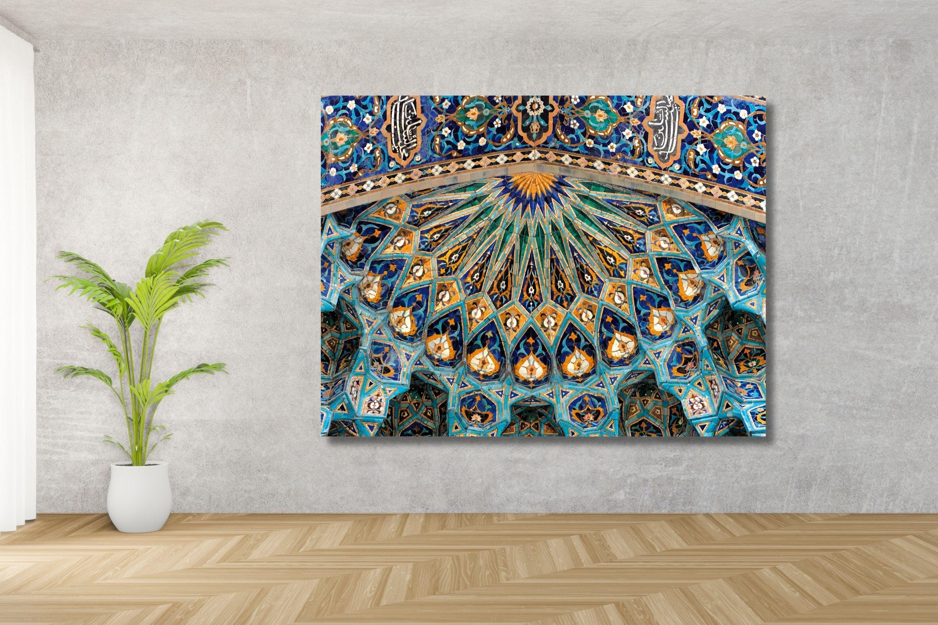 トルコアーティストのハンドメイドタイル大サイズ トルコのタイルアートキャンバス：オスマン帝国のチニデザイン