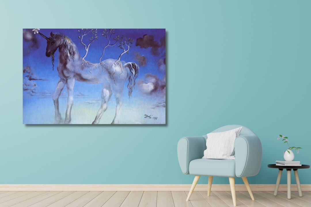 Salvador Dalí Poster Dali Unicorn Poster Surreal Canvas Wall Art Dali ...