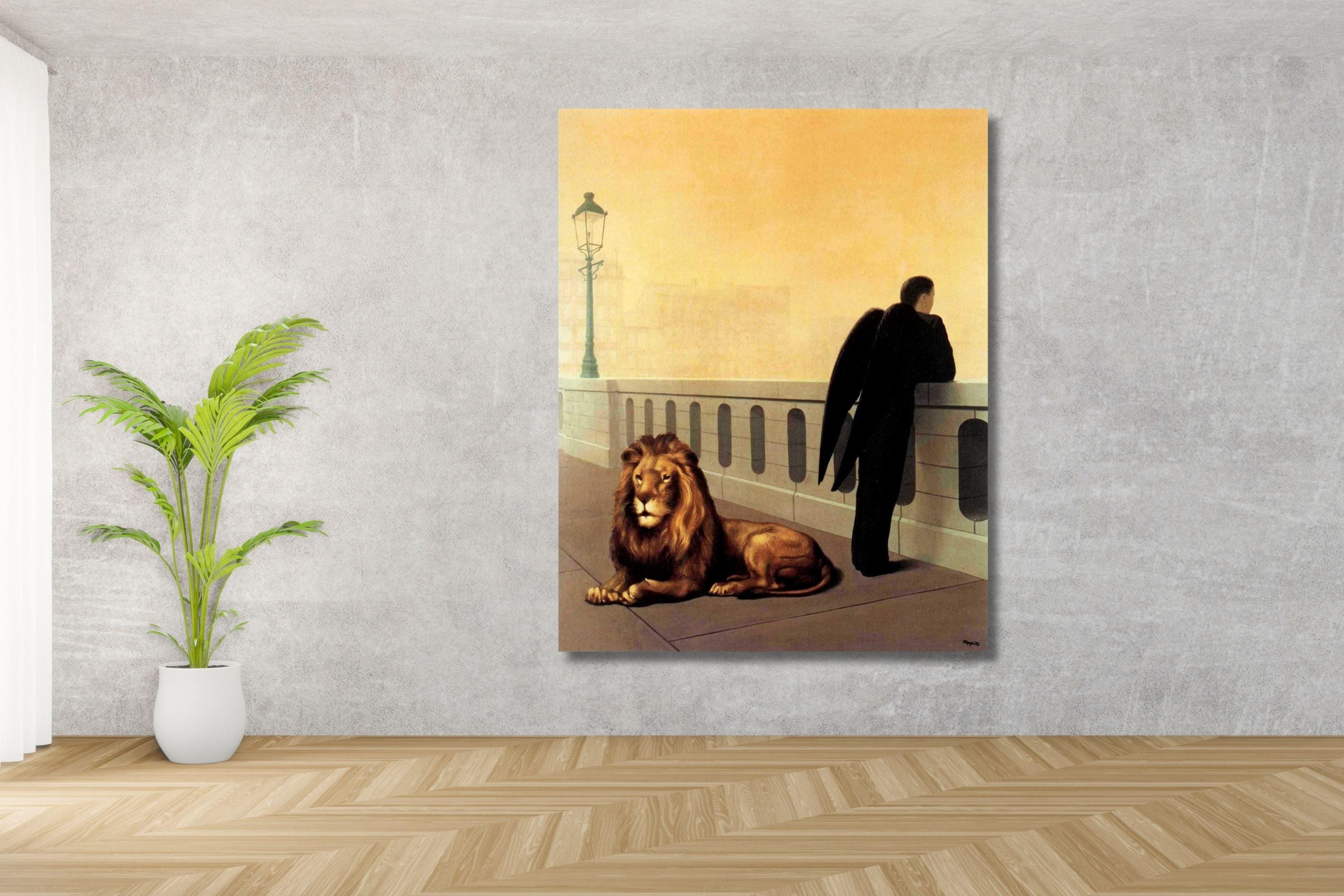 René Magritte 'homesickness' Canvas Print: Surrealist Lion Art