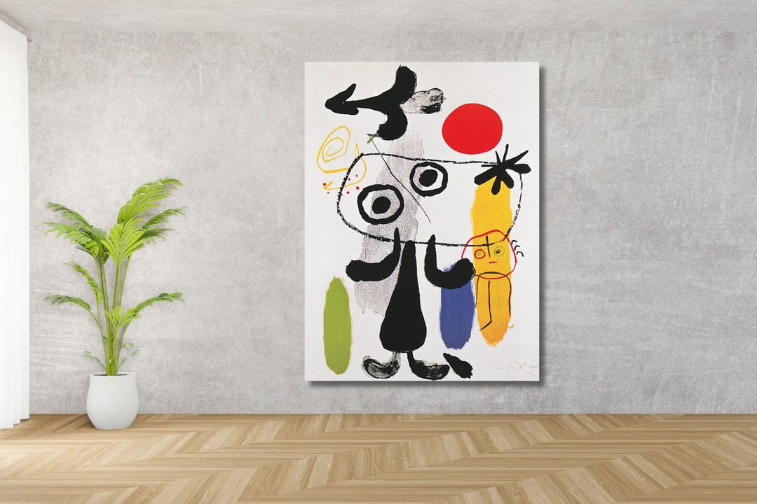 Joan Miro Abstract Art Print: Figur Gegen Rote Sonne Canvas - Etsy