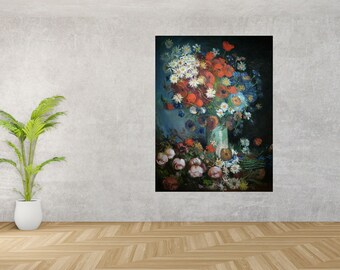 ゴッホの赤い花のキャンバス：油絵アートポスター - Etsy 日本