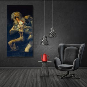 Saturno devorando a su hijo, Francisco Goya, lienzo para pared, pintura clásica oscura, obra maestra famosa, decoración de pared de terror gótico