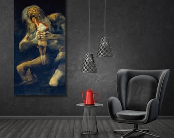 Francisco Goya Saturn Devouring His Son Canvas Wall Art, Dark Classical Painting, Famous Masterpiece Print, Gothic Horror Wall Decor art