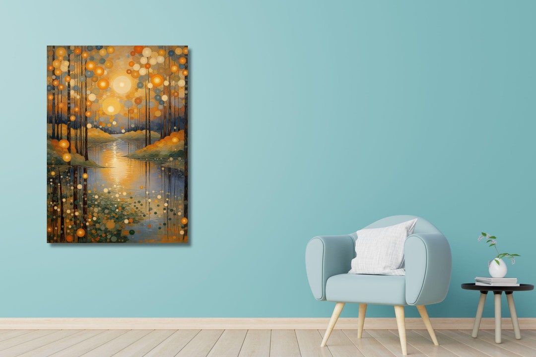 Gustav Klimt 'trees and Sun Lights' Canvas Art Print: Modern Vintage ...