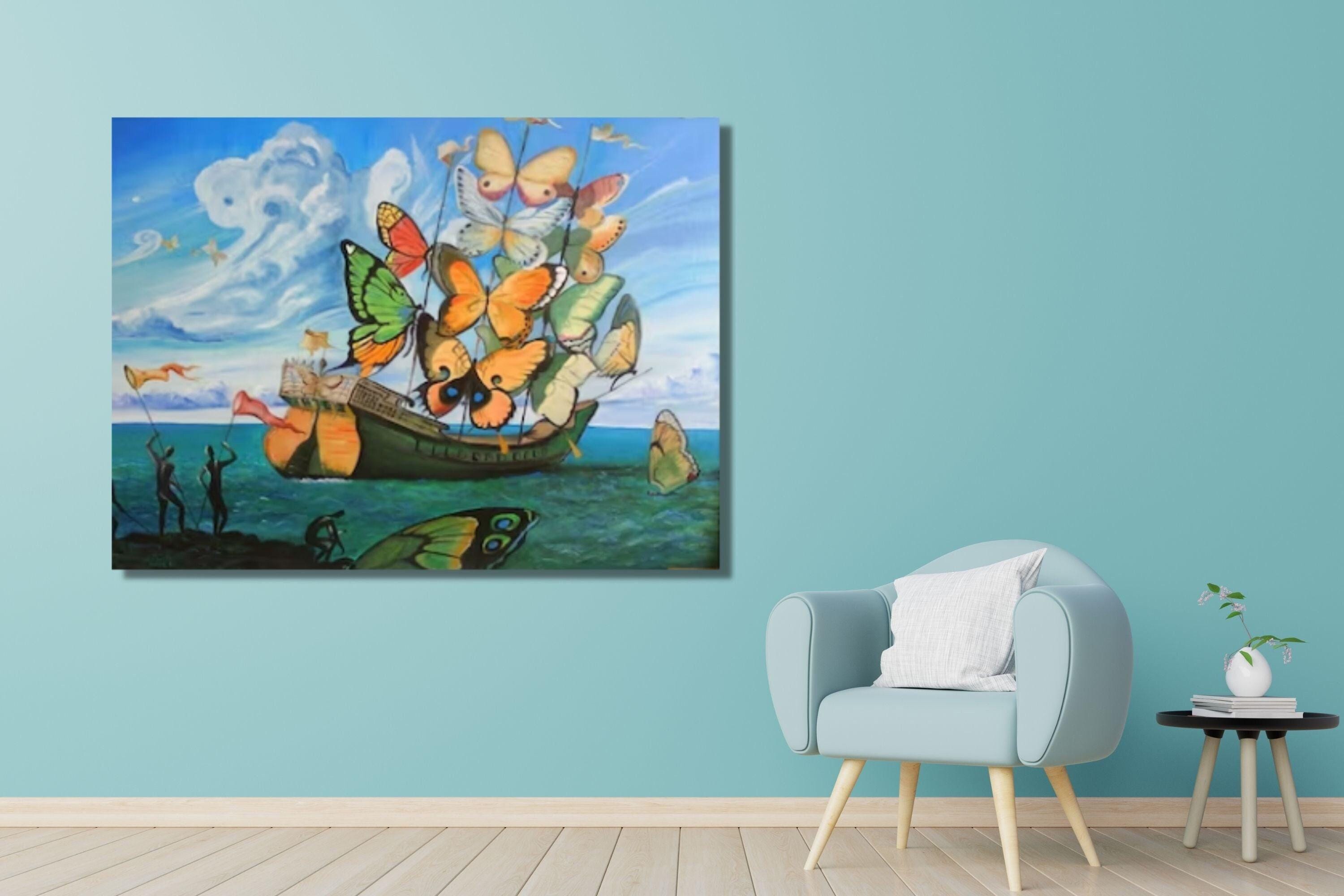 Salvador Dali Ship With Butterfly Sails – Canvas Giclee Print Wall Art