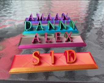 Custom 3D Printed Nameplate - Desk Item - Multi-Color - Great Gift - Arabic + English