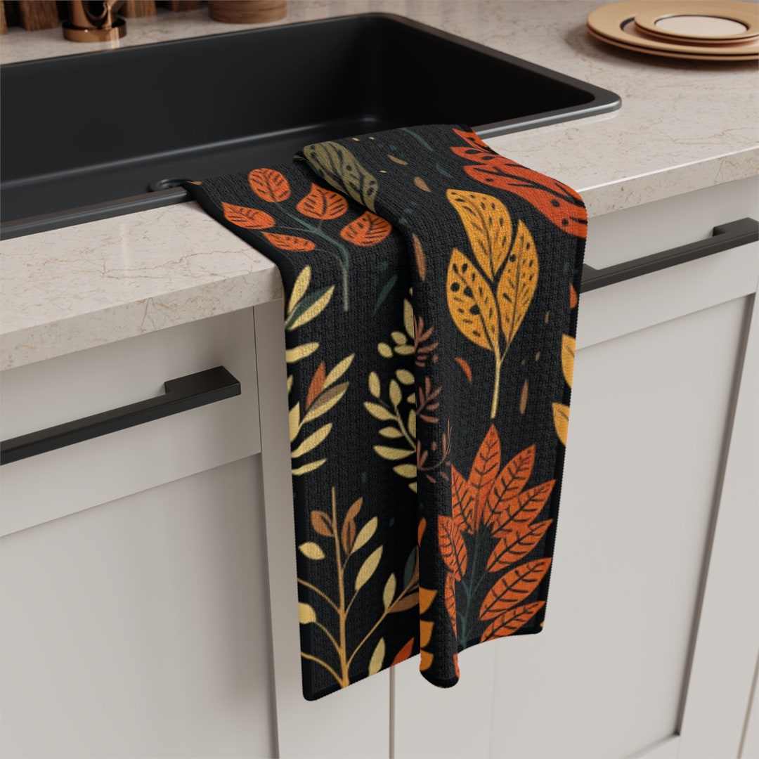 Fall Foliage Dish Towels Fallthemed Dish Towels Autumn Etsy