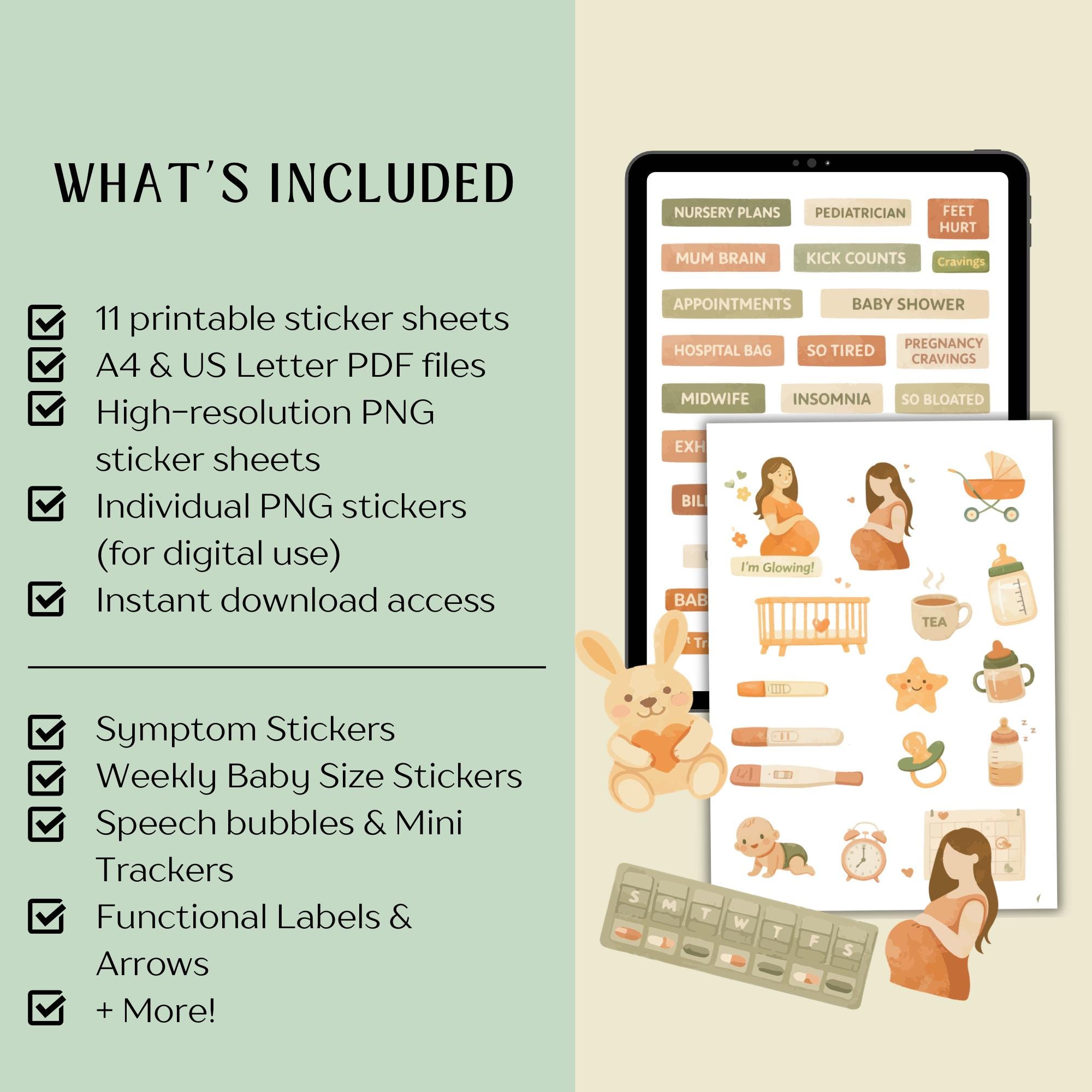 Pregnancy Planner Stickers Printable Bundle | Milestone, Appointment ...