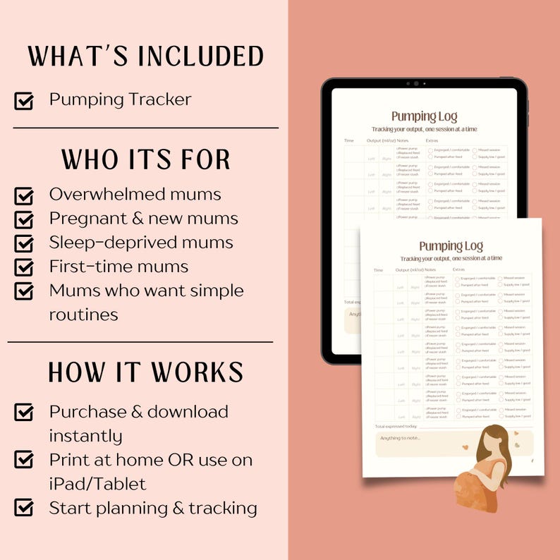 Pumping Note Breast Pumping Log Printable – Milk Output Tracker PDF | Exclusive ...