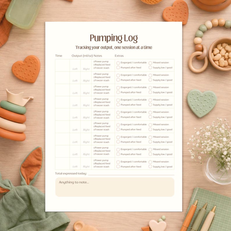 Pumping Note Breast Pumping Log Printable – Milk Output Tracker PDF | Exclusive ...