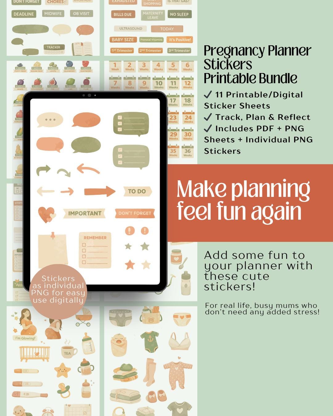 Pregnancy Planner Stickers Printable Bundle | Milestone, Appointment ...