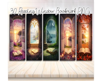 Fantasy Windows Printable Bookmarks Bundle, Fairytale Reading Window Printable Bookmarks, Bookmark Set, Fantasy png bundle