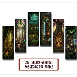 Fantasy Botanical Bookmark png bundle, PNG bookmark sublimation, Print and Cut Bookmark Set, Fantasy Plant Botanical bookmark