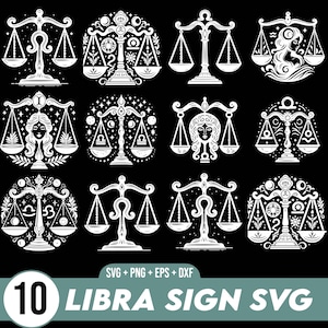 Bundle de écailles du zodiaque balance Svg, svg signe du zodiaque balance style vintage, conception graphique vectorielle impression découpée