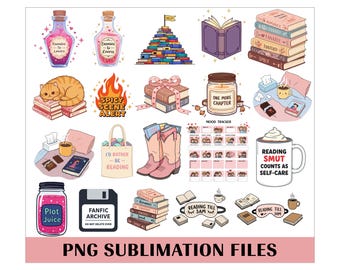 Bookish Bundle PNG, Book Girlie Clip Art Bundle, Pink Book Lover Bundle, Cute Bookish, Book Lover Clipart, Bookish PNG, Book Quote