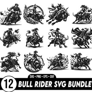 Bull Rider SVG Bundle, Bull rider clipart, Bull riding design, Rodeo png, Rodeo Svg, Rodeo Riding Svg, Ranch Western Country Farm svg