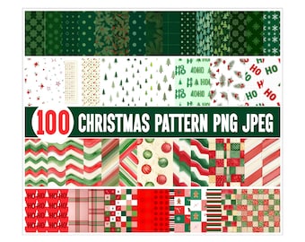 100 Christmas Digital Paper Bundle, Holiday Patterns, Scrapbook Paper (Digital Download), Printable Pattern, Holiday Scrapbook Papers