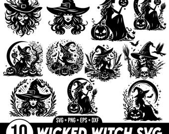 Wicked Witch svg Bundle, Witch Bundle Svg, Halloween Svg, Halloween Witch Svg, Witch Clipart, Witch Cut Files For Cricut