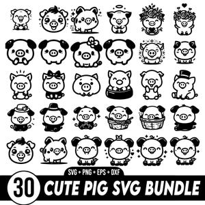 Pig SVG Bundle, Pig Face SVG, Pig Cut file, Animal Face, Cute Pig Svg, Pig Svg, Animal Svg file, Animal Face, Farm Animal Svg