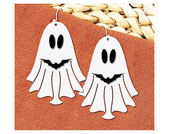 Ghost Earrings SVG Cut File, Ghost Earrings Laser File, Halloween Jewelry Earrings SVG, Halloween Earrings svg, Boo Earrings SVG, Ghost