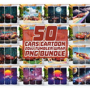 50 Cartoon Cars Tumbler Wrap, Filme Charaktere Tumbler Wrap, Kinder Tumbler, Cars Tumble Wrap Bundle, 20 oz Skinny Tumbler Sublimation