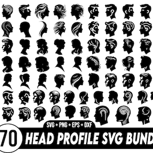 Pacchetto Svg profilo testa, testa umana, silhouette del viso, testa di persone, clip art profilo avatar persone, silhouette testa maschile e femminile Svg