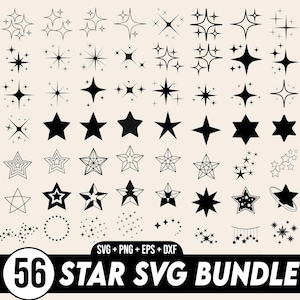 Sterne SVG Bundle, Stern Silhouette, Stern Plotterdatei, Funkelnde Sterne SVG, Sterne SVG, Stern Clipart, helle Sterne, funkelnde Sterne