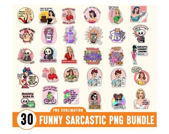 Sarkastisches PNG-Bundle, Sarkasmus-Aufkleber Png, lustige Zitate-Designs, sarkastische Zitate Png, Snarky Bundle sarkastische Sublimation, Tredny Png