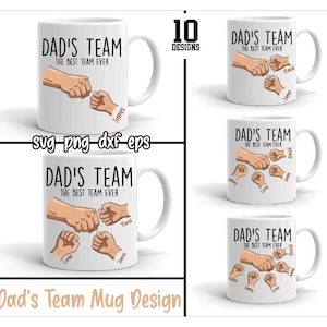 Paquete SVG personalizado del equipo de papá, SVG personalizado para papá, SVG del mejor papá, SVG del primer embarazo, Papá y yo, SVG de taza personalizada del equipo de papá, nombres personalizados