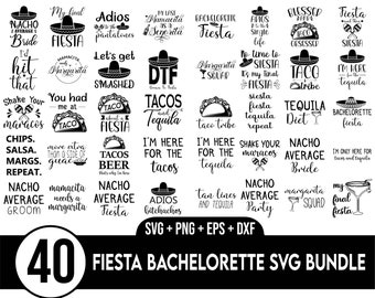 Fiesta Bachelorette SVG Bundle, Cinco De Mayo, Tacos and Tequila Bridal Shower Svg, Funny Bachelorette Party, Nacho Average Bride Svg