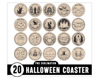 Halloween Car Coaster PNG, Ghost Car Coaster Sublimation Design, Pumpkin Round Coaster, Halloween Round, Spooky Keychain PNG