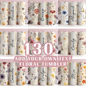 Adicione seu próprio texto Copo floral, 20oz Skinny Tumbler Sublimation Designs Tumbler PNG Arquivo Digital Download, Flores Coloridas png