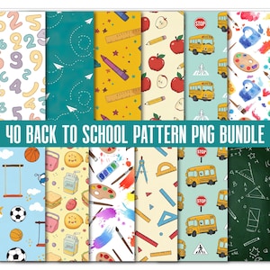 Back to School Digital Papers, printable pattern, instant download file, classroom background, teacher graphics, Paper Pack, Back to School