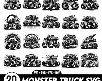 Monster Truck svg Bundle, Truck Svg, Monster Truck Art, Off Road Svg, Monster Truck Clipart, Monster Truck Vector, Truck Vector, Racing Car