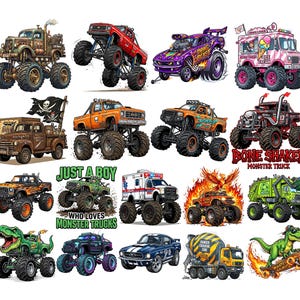 Watercolor Monster Trucks PNG Bundle, Cartoon Monster Truck Clipart ,Monster Jam Inspired PNG, Watercolor Monster, Trucks PNG Bundle